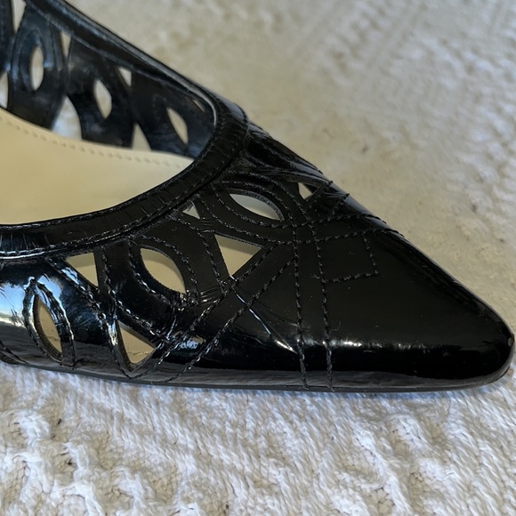 AK Anne Klein Dynamo Black Patent Slingback Heels 7.5M - Picture 8 of 8